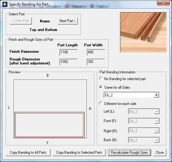 Dialog to select Banding materail and apply on all sides
