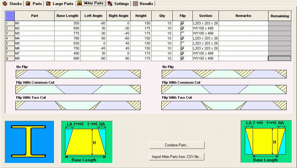 Miter Parts - Optional Add on Module for PLUS 1D : User Interface