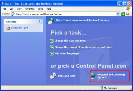 Regional and Language Setting for Output : Control Panel View 1