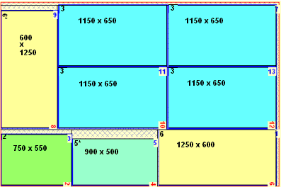 Nesting Software PLUS 2D - Cutting diagram for Glass Sheet